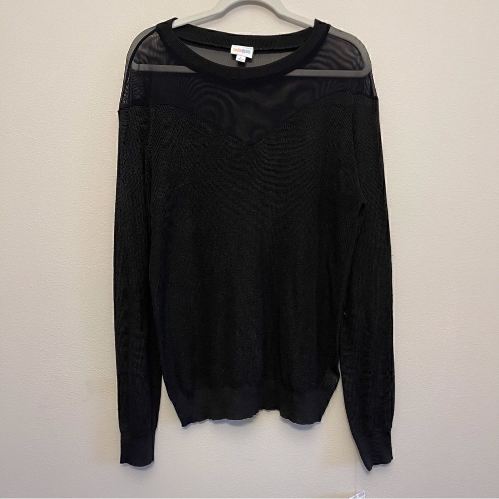NWT LuLaroe black sheer sweater size large